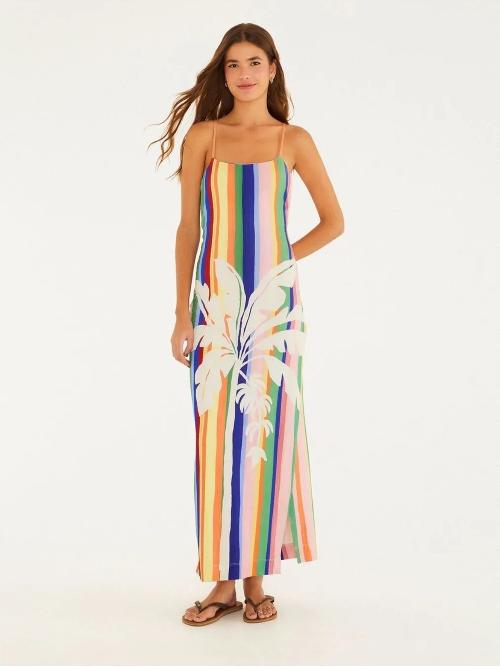 NWT Rare! FARM Rio Brazil Stripe Palm Maxi Dress - Small